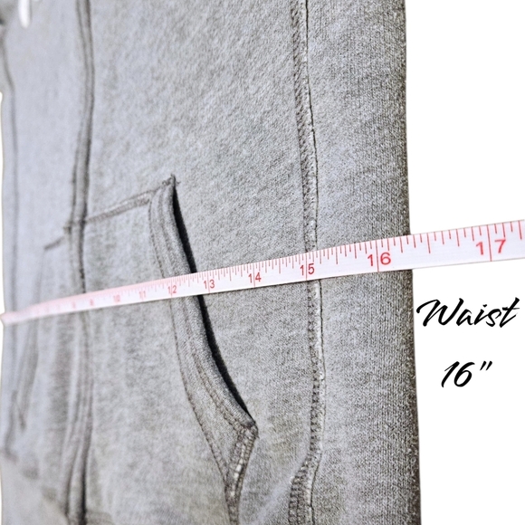 Y2K Hollister Gray Zip Hoodie Wnns M Waffle Knit Hood 2-way Zip Spellout Preppy - Picture 9 of 10